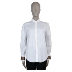 BRUNELLO CUCINELLI algodón blanco 2019 MONILI SATIN CUFF Camisa abotonable S