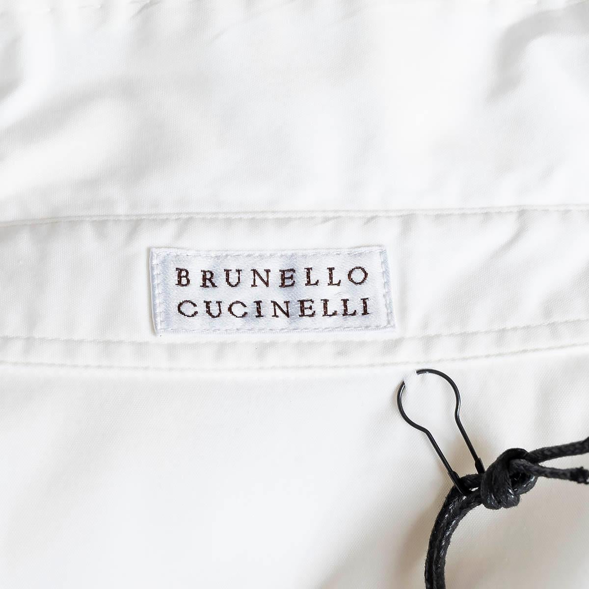 BRUNELLO CUCINELLI chemise boutonnée double col en coton blanc XL en vente 2