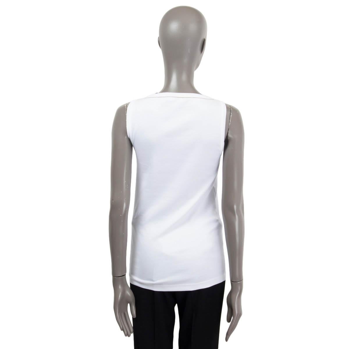 Women's BRUNELLO CUCINELLI white cotton FINE RIB MONILI Tank Top Shirt XL For Sale