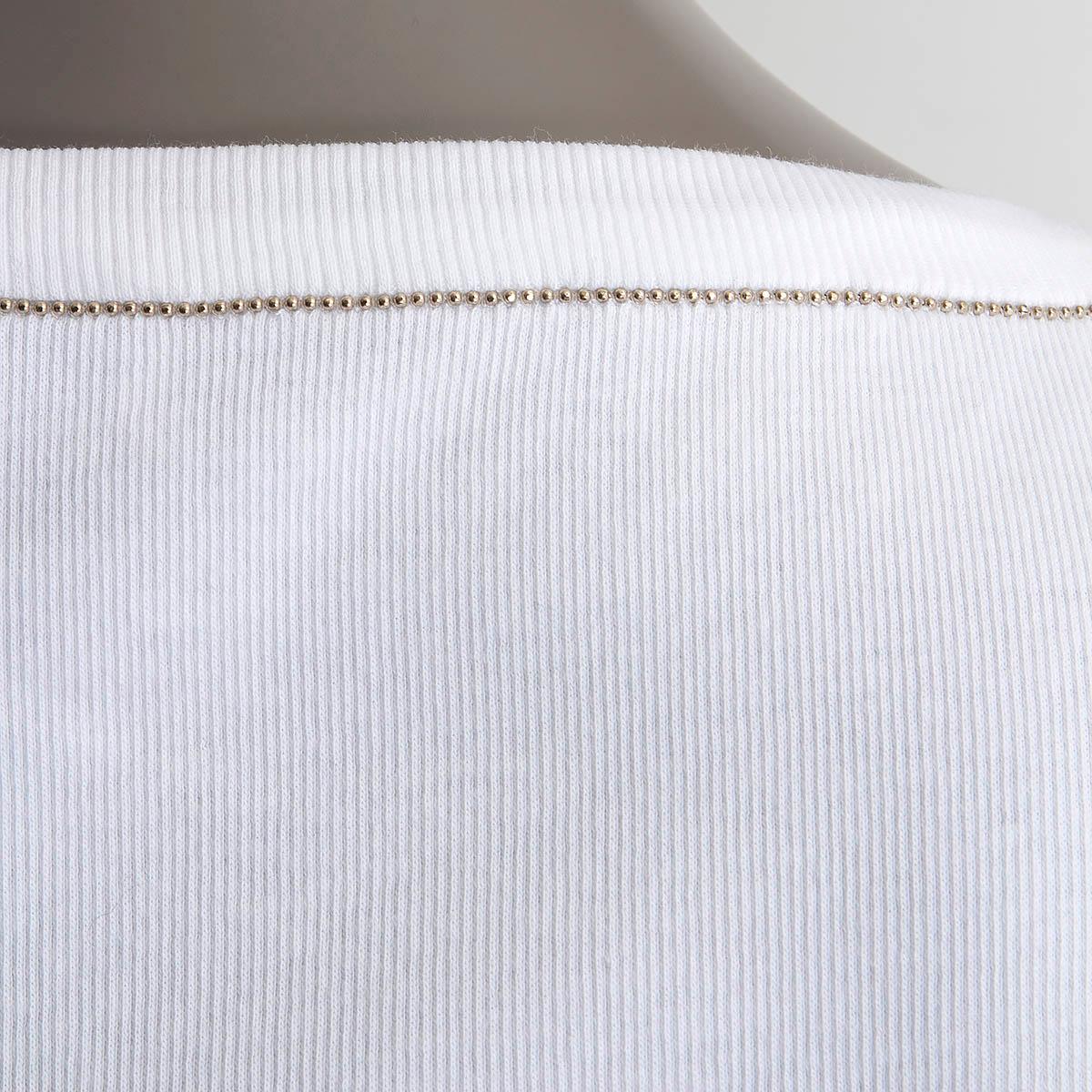 BRUNELLO CUCINELLI white cotton FINE RIB MONILI Tank Top Shirt XL For Sale 1