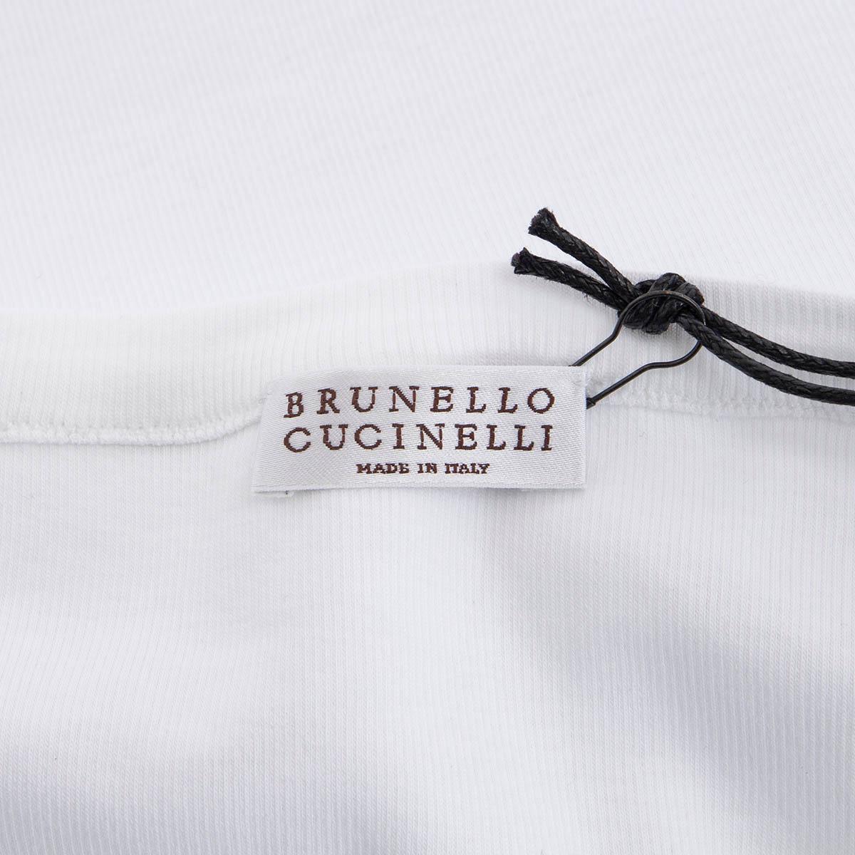 BRUNELLO CUCINELLI - Chemise débardeur en coton blanc FINE RIB MONILI XL en vente 2