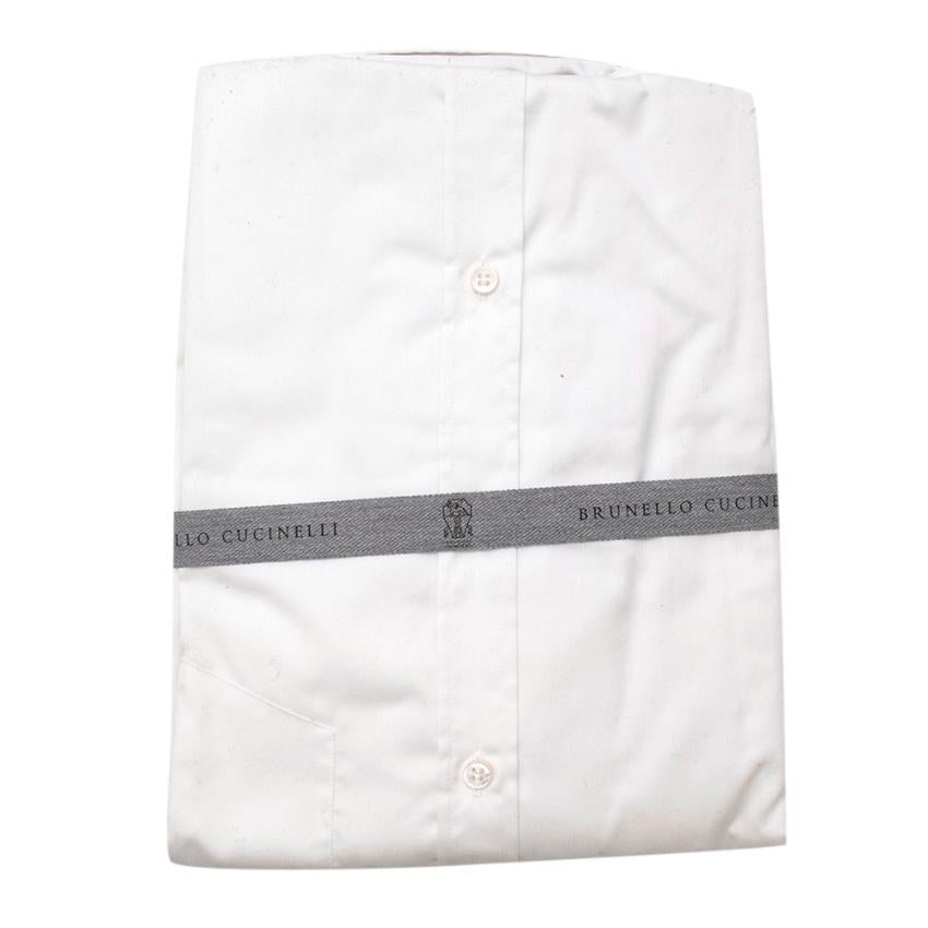 Brunello Cucinelli White Cotton Long Sleeve Shirt - Size M In New Condition In London, GB