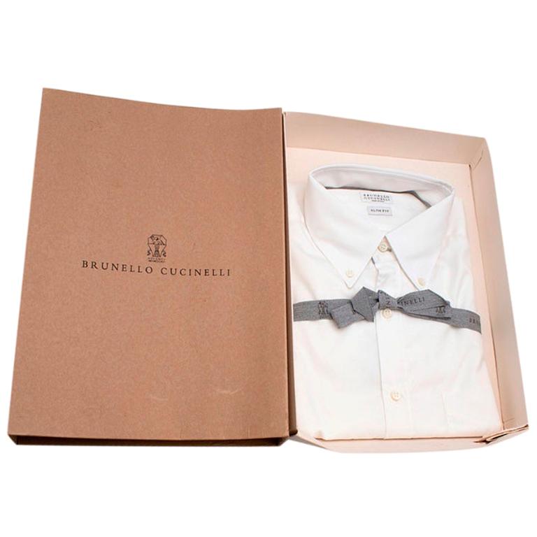 Brunello Cucinelli White Cotton Long Sleeve Shirt - Size M