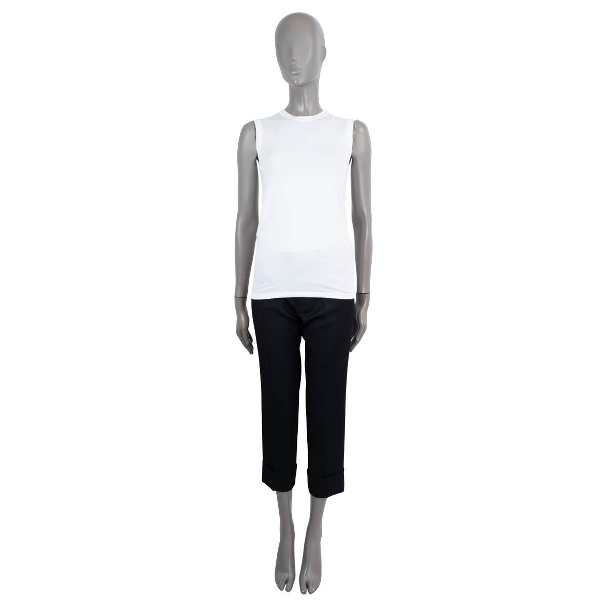 100% authentic Brunello Cucinelli fine rib-knit tank-top in white cotton (93%) and lycra (7%) Features a round neckline with Monili trim in the back. Unlined. Has been worn and is in excellent condition. 

Measurements
Tag Size	S
Size	S
Shoulder