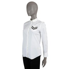 BRUNELLO CUCINELLI white cotton MONILI CHEVRON POPLIN Button-Up Shirt XS
