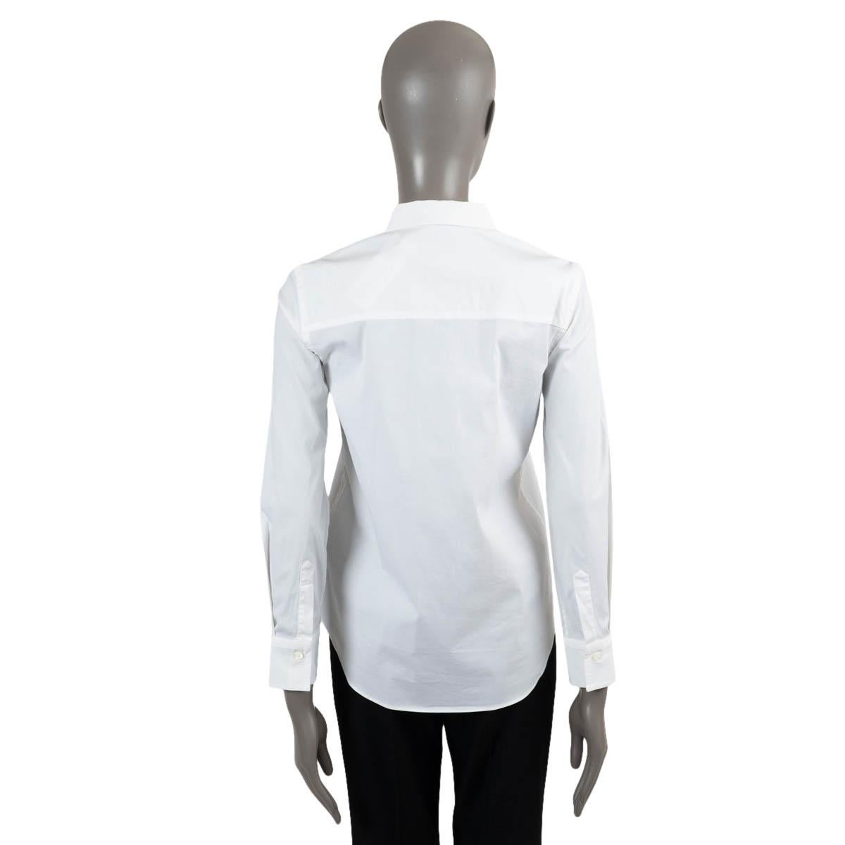Women's BRUNELLO CUCINELLI white cotton MONILI CHEVRON POPLIN Button-Up Shirt XS For Sale