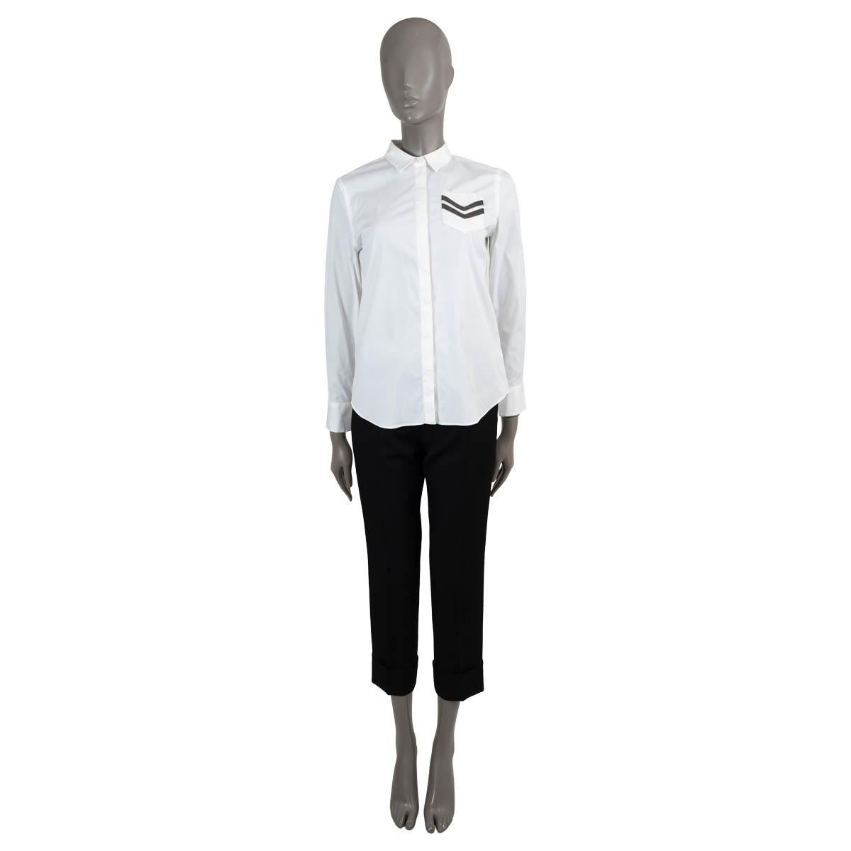 BRUNELLO CUCINELLI white cotton MONILI CHEVRON POPLIN Button-Up Shirt XS For Sale 1
