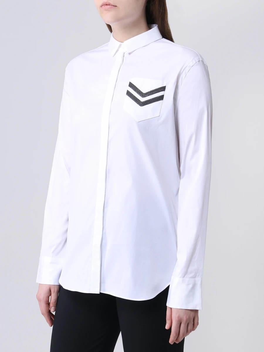 BRUNELLO CUCINELLI white cotton MONILI CHEVRON POPLIN Button-Up Shirt XS For Sale 4