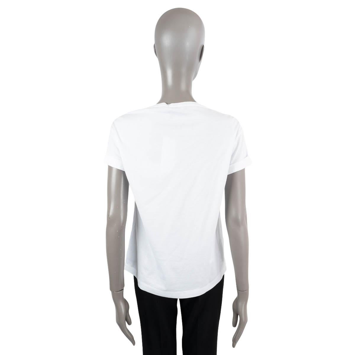 Women's BRUNELLO CUCINELLI white cotton  MONILI STRIPE POCKET T-Shirt Shirt S For Sale
