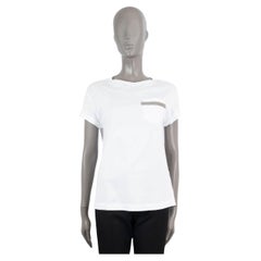 BRUNELLO CUCINELLI coton blanc  MONILI STRIPE POCKET T-Shirt S