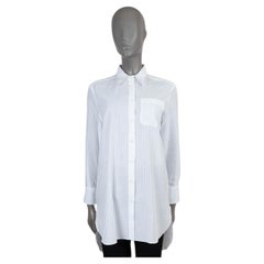 BRUNELLO CUCINELLI white cotton MONILI TRIM JACQUARD STRIPED Tunic Shirt XS