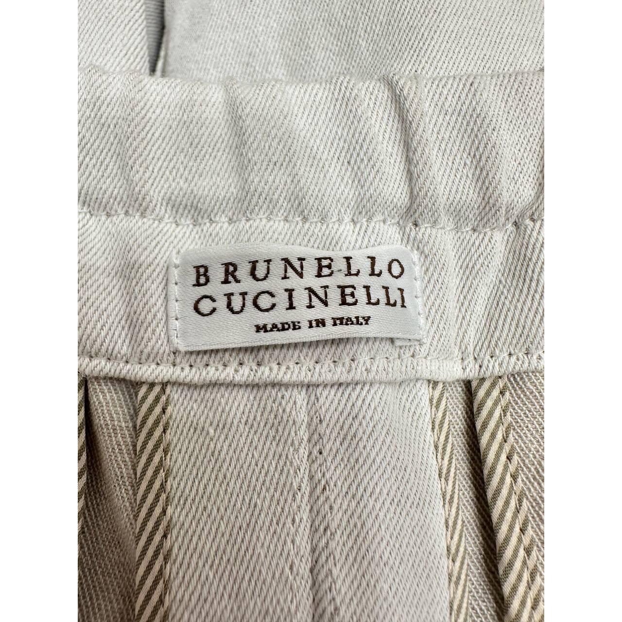 Brunello Cucinelli Pantalon en coton blanc - Taille 40 en vente 1