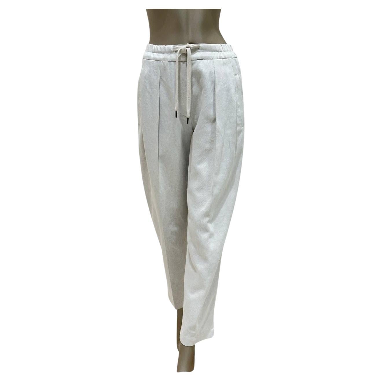 Brunello Cucinelli Pantalon en coton blanc - Taille 40
