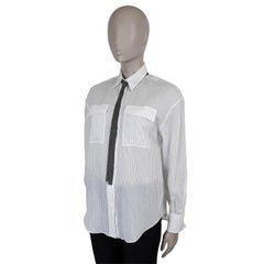 BRUNELLO CUCINELLI white cotton & silk 2023 STRIPED Shirt w TIE S