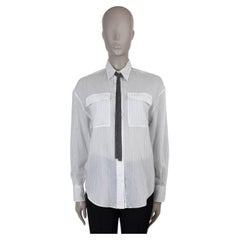 BRUNELLO CUCINELLI white cotton & silk 2023 STRIPED Shirt w TIE S