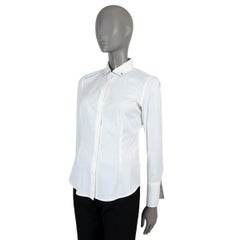 BRUNELLO CUCINELLI white cotton STERLING SILVER Button-Down Shirt M