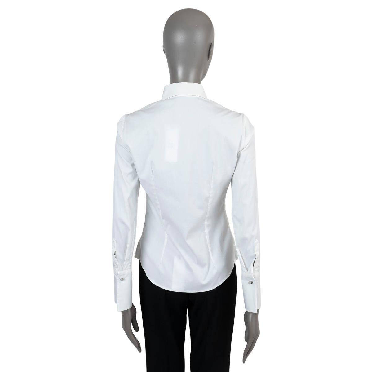 BRUNELLO CUCINELLI white cotton STERLING SILVER Button-Down Shirt M In Excellent Condition For Sale In Zürich, CH