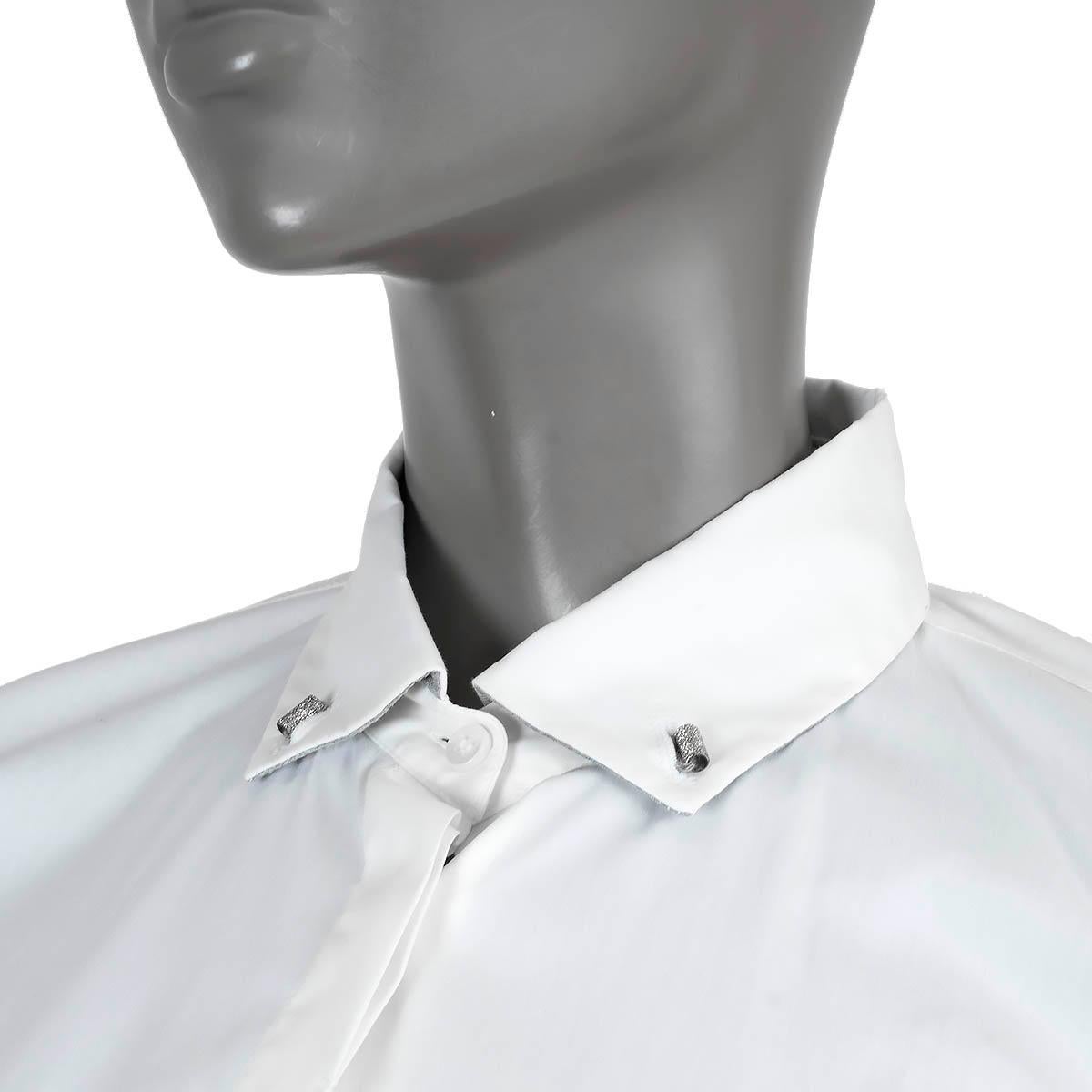 BRUNELLO CUCINELLI Weißes Hemd aus BaumwollSTERLING-Silber mit Knopfleiste M im Angebot 1