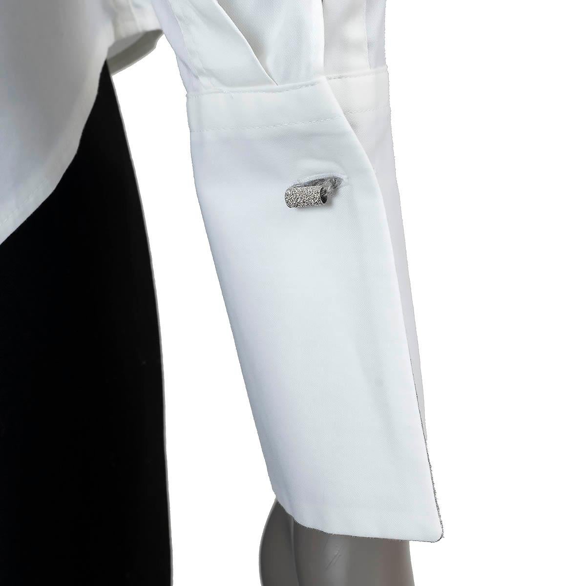 BRUNELLO CUCINELLI Chemise blanche boutonnée en coton sterling argenté M en vente 2