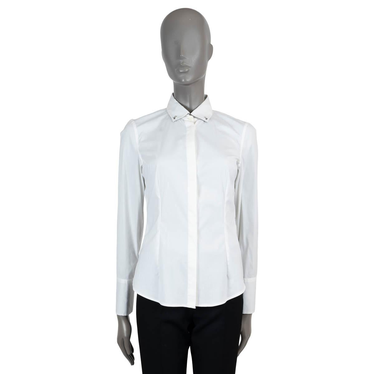 BRUNELLO CUCINELLI white cotton STERLING SILVER Button-Down Shirt M For Sale