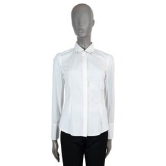 BRUNELLO CUCINELLI white cotton STERLING SILVER Button-Down Shirt M