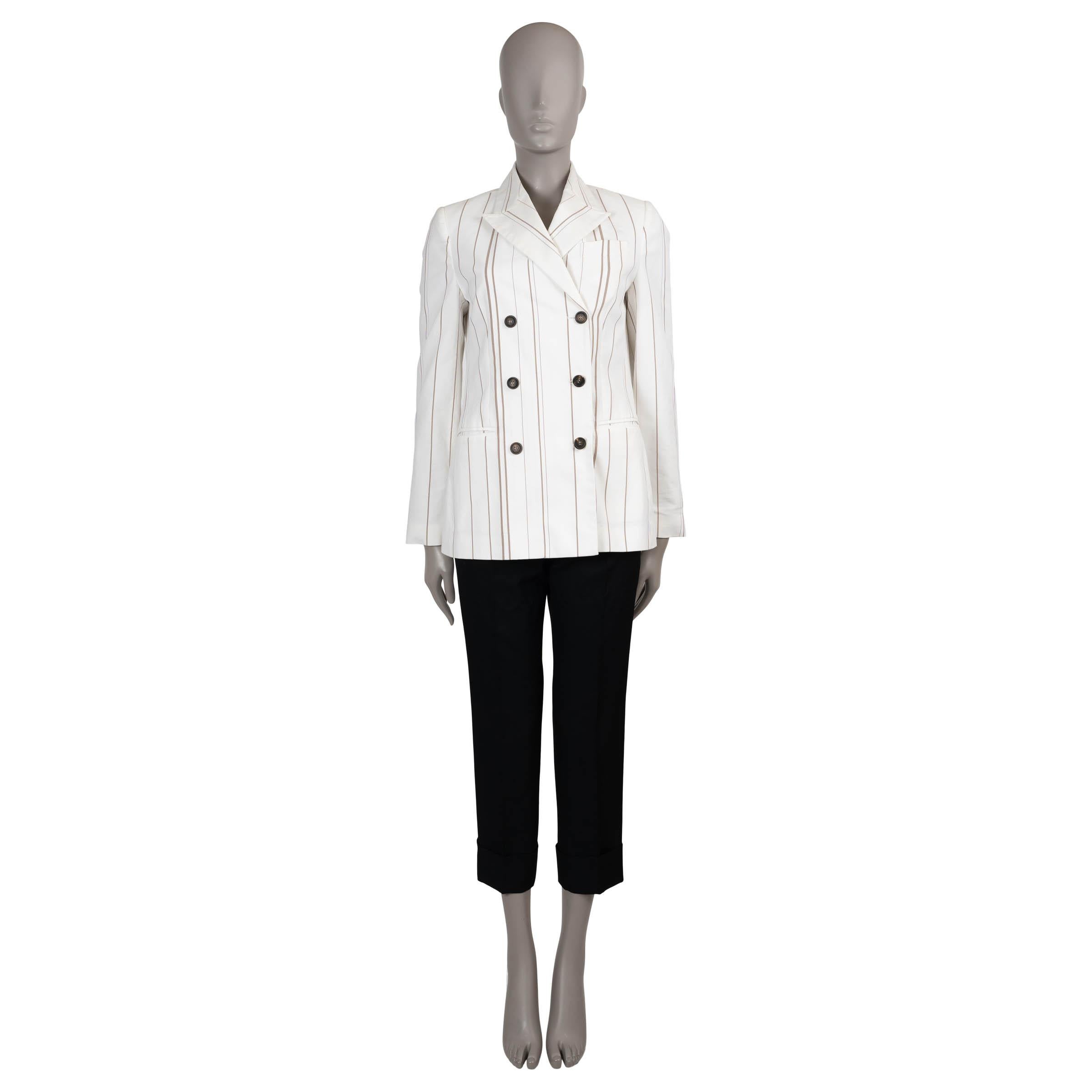 Brunello Cucinelli giacca blazer in cotone bianco a righe MONILI PANAMA 42 M. In condizioni ottime in vendita a Zürich, CH
