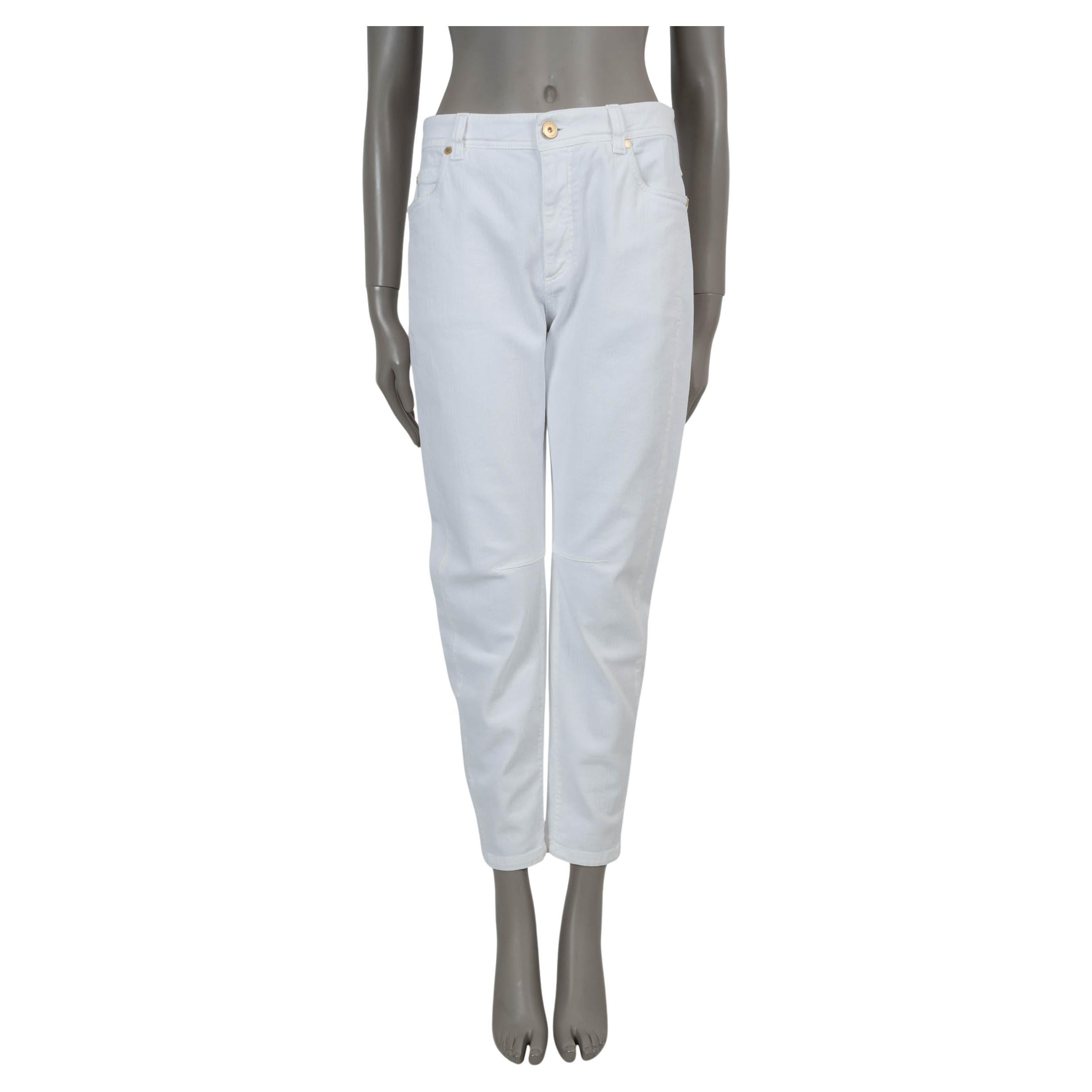 BRUNELLO CUCINELLI Pantalon en jean blanc équestre 42 M