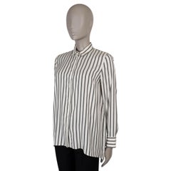 BRUNELLO CUCINELLI white grey silk 2016 STRIPED Shirt M