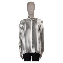 BRUNELLO CUCINELLI weiß grau Seide 2016 STRIPED Hemd M
