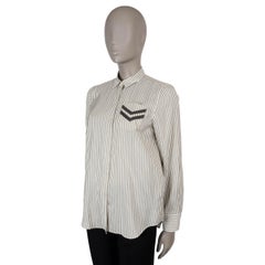 BRUNELLO CUCINELLI white grey silk 2017 CHEVRON MONILI STRIPED Shirt M