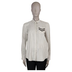 BRUNELLO CUCINELLI white grey silk 2017 CHEVRON MONILI STRIPED Shirt M