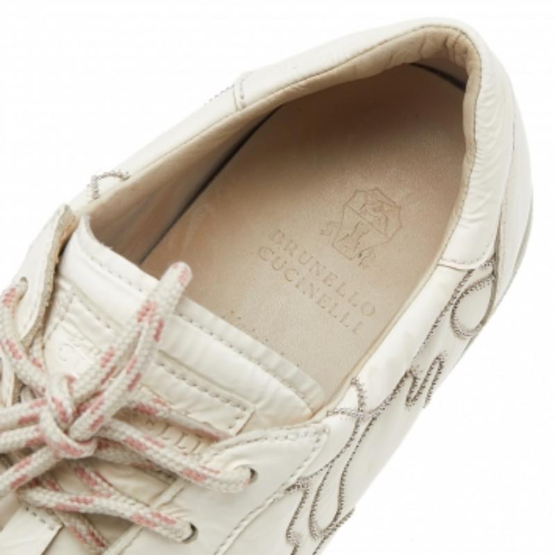 Brunello Cucinelli Weiße Low Top-Turnschuhe aus Leder Größe 38 Damen