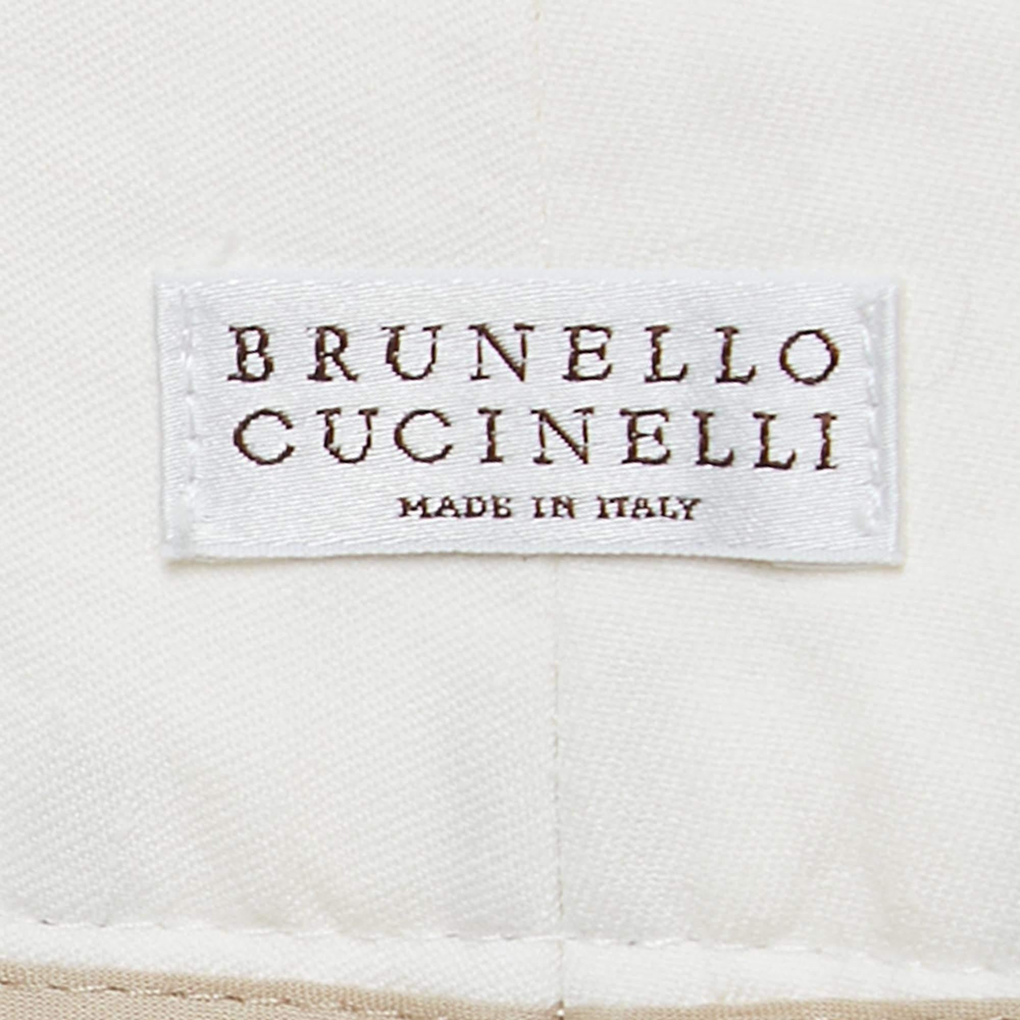 Pantalon croisé Brunello Cucinelli en lin blanc S Bon état - En vente à Dubai, Al Qouz 2