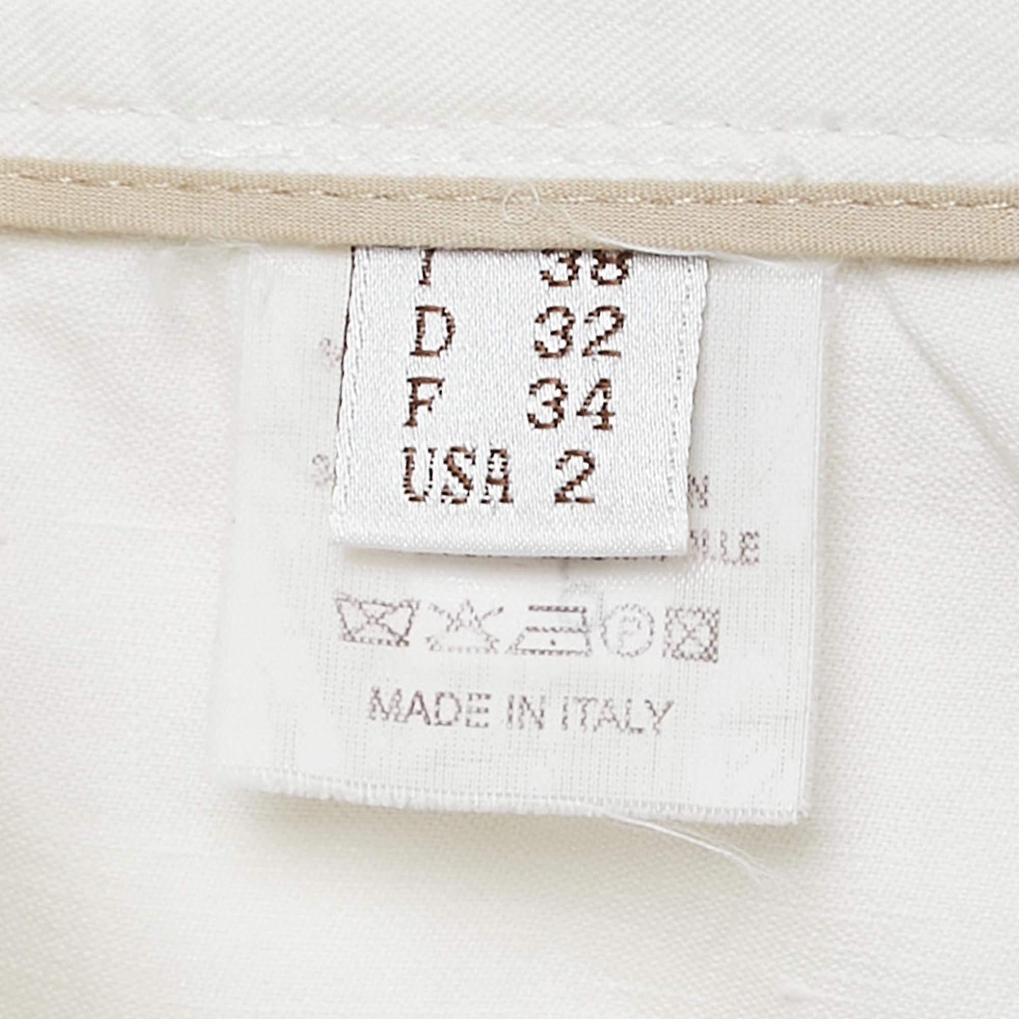 Pantalon croisé Brunello Cucinelli en lin blanc S Pour femmes en vente