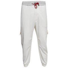 Brunello Cucinelli White Linen & Cotton Knit Cargo Pants XL