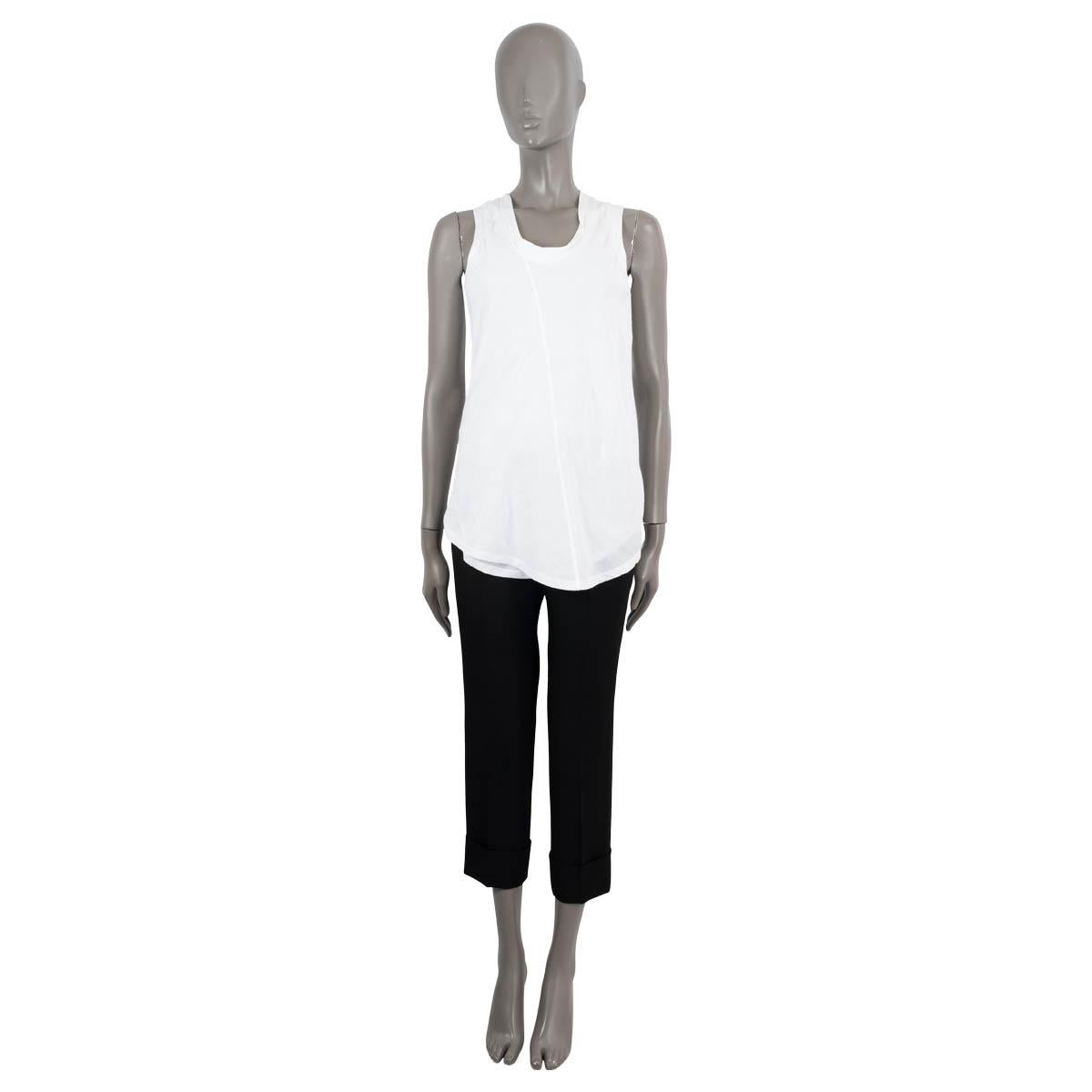 100% authentic Brunello Cucinelli scoop neck tank top with white cotton (71%) and linen (29%) front and cotton (94%) and lycra (6%) jersey trims and back. Lined in white cotton (100%). Has been worn and is in excellent condition.

Measurements
Tag