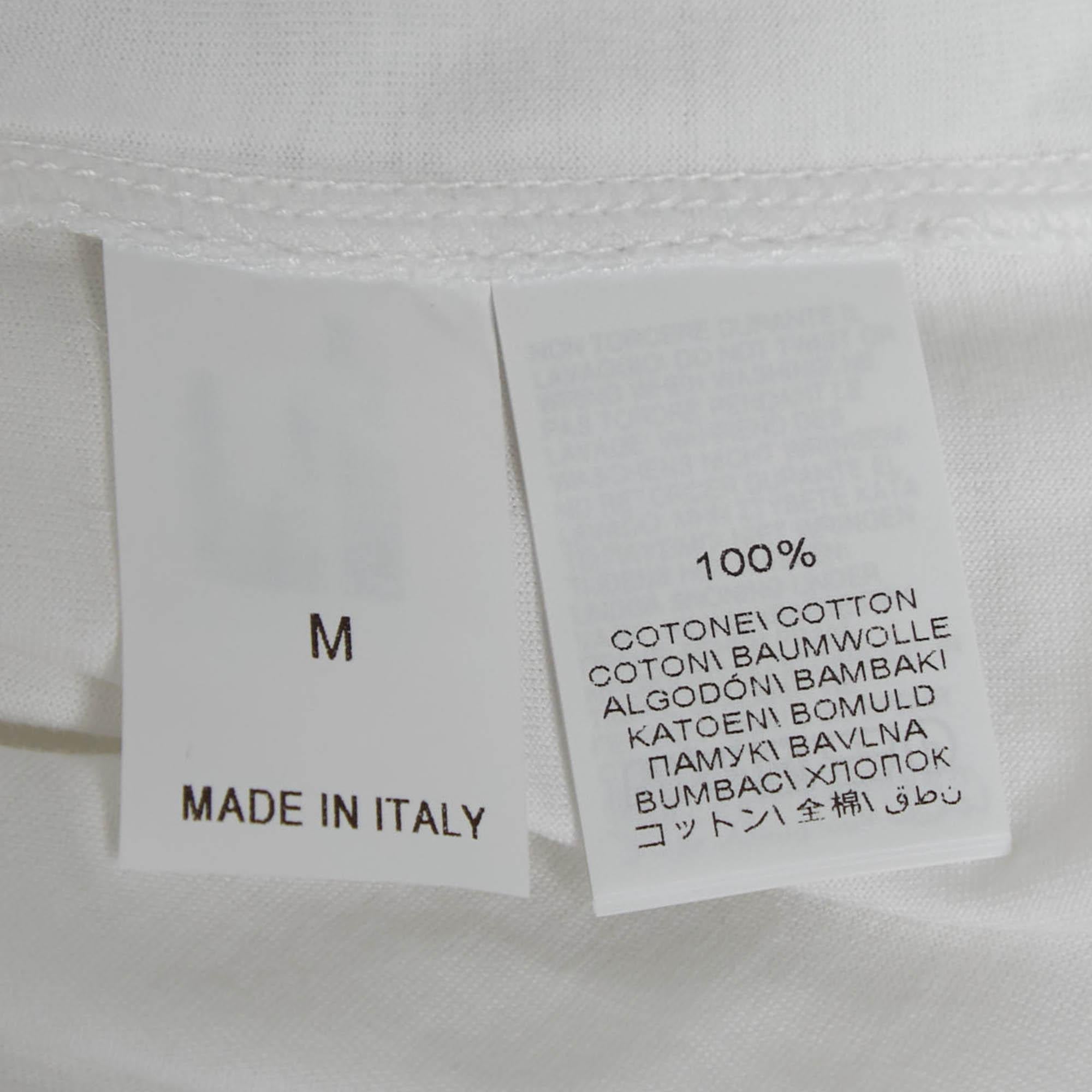 Brunello Cucinelli White Monili Neck Detail Cotton Roll-Up Sleeve T-Shirt M 1