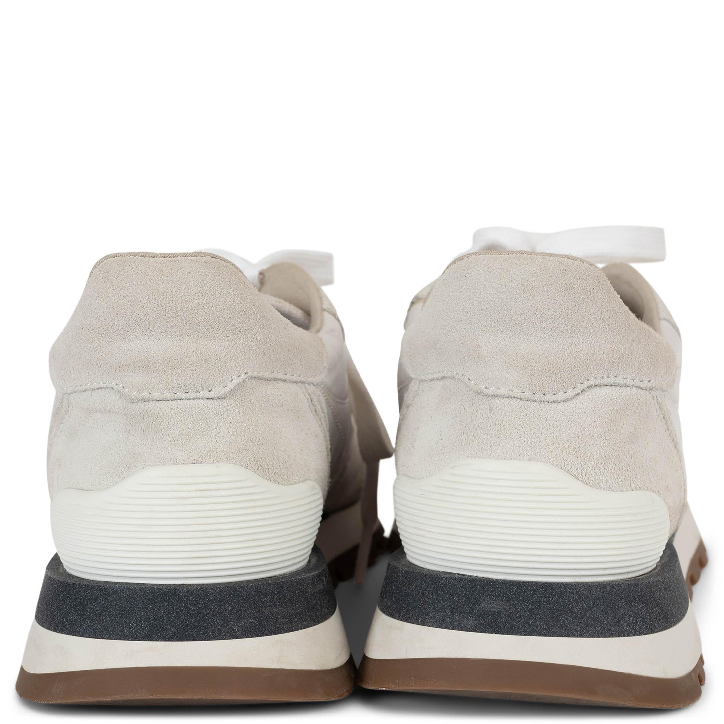 BRUNELLO CUCINELLI Baskets MONILI 2020 en nylon et daim blanc 38 Excellent état - En vente à Zürich, CH