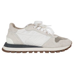 BRUNELLO CUCINELLI nylon blanco y ante 2020 MONILI Zapatillas Zapatos 38