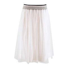 Used Brunello Cucinelli White Pleated Tulle Skirt S 