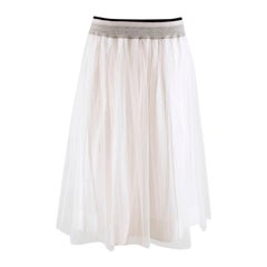 Brunello Cucinelli White Pleated Tulle Skirt S