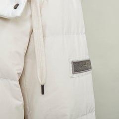 BRUNELLO CUCINELLI white puffer hooded cashmere trim down outerwear jacket IT40