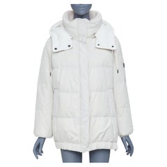 BRUNELLO CUCINELLI white puffer hooded cashmere trim down outerwear jacket IT40