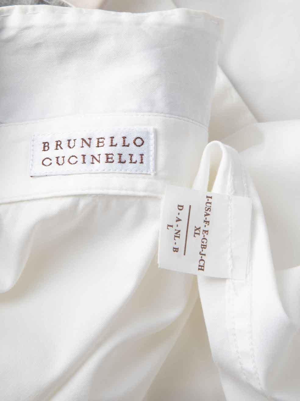 Brunello Cucinelli White Short Sleeved Shirt Size XL For Sale 1