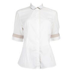 Brunello Cucinelli Camicia bianca a maniche corte taglia XL