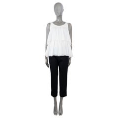 BRUNELLO CUCINELLI white silk 2018 RUFFLED MONILI TRIM Shirt S