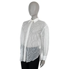 BRUNELLO CUCINELLI white silk 2022 SEQUIN EMBROIDERED SHEER Shirt XS