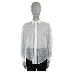 BRUNELLO CUCINELLI white silk 2022 SEQUIN EMBROIDERED SHEER Shirt XS