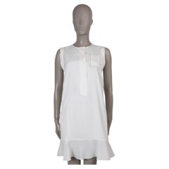 BRUNELLO CUCINELLI white silk MONILI FRINGE POCKET Dress M