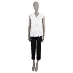BRUNELLO CUCINELLI white silk RUFFLED Tank Top Shirt S